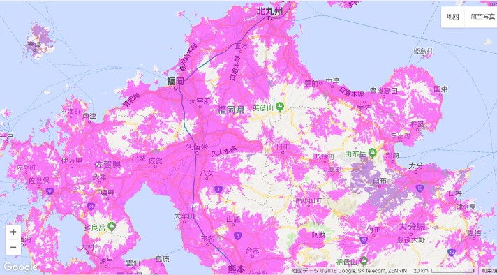 WiMAX2+エリア（福岡）