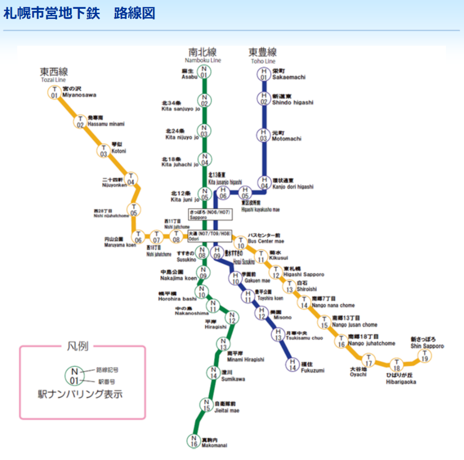 札幌市営地下鉄　路線図