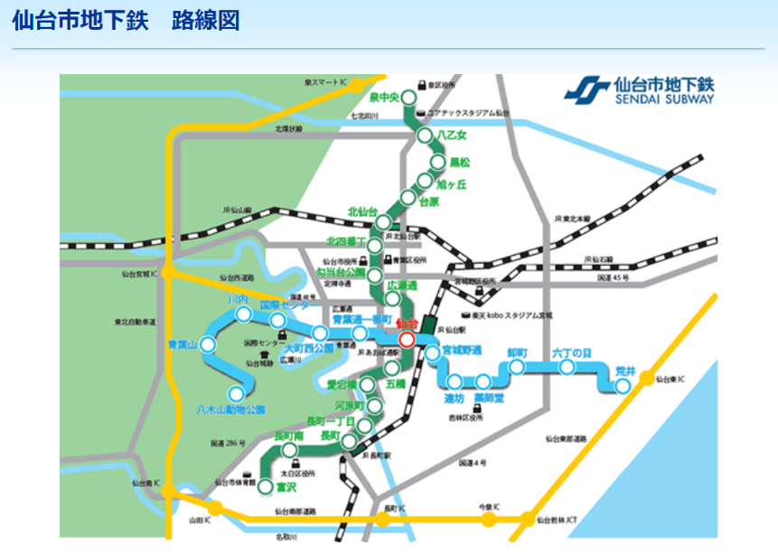 仙台市地下鉄　路線図